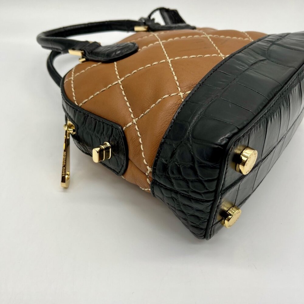 Michael Kors Brown Leather Smythe Dome Satchel Bag - Picture 6 of 11
